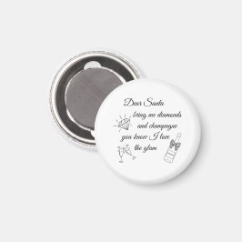 Kära Tomte Champagne & Diamanter Linje Konst Desig Magnet
