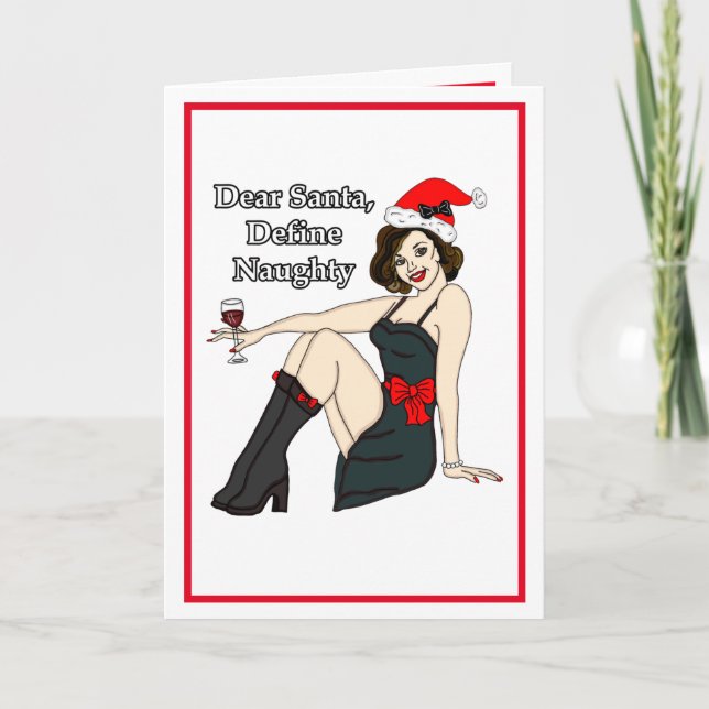 Kära Tomte, Definiera Busig | Julhumor Kort (Framsida)