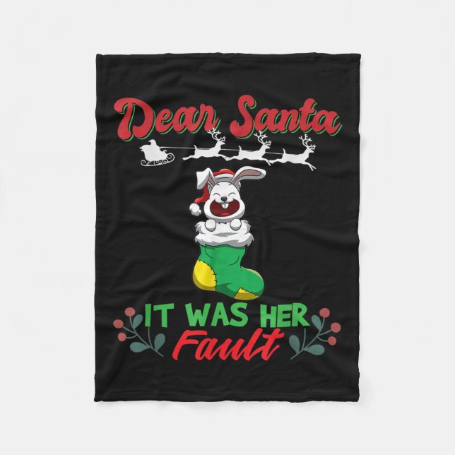 Kära Tomte Det Var Hennes Fel Syskon Matchande Jul Fleecefilt (Framsidan)