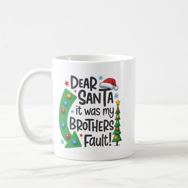 Kära Tomte Det Var Min Brors Fel Rolig Jul Kaffemugg (Vänster)