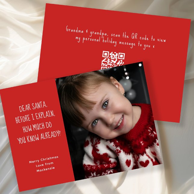 Kära Tomte Hur Mycket Vet Du Redan? Jul Julkort (Dear Santa How Much Do You Know Already? Interactive QR Code Christmas Holiday Card by Ricaso. )