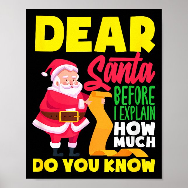 Kära tomte innan förklara hur mycket vet rolig poster (Framsidan)