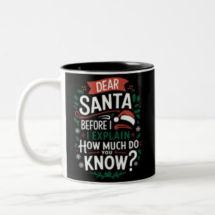 Kära Tomte Innan Jag Förklarar Hur Mycket Vet Du Två-Tonad Mugg