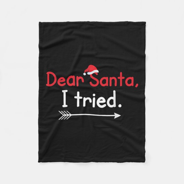 Kära tomte, jag försökte - Rolig jul  Fleecefilt (Framsidan)