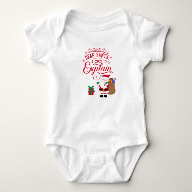 Kära tomte jag kan förklara baby jul  t shirt (Framsida)