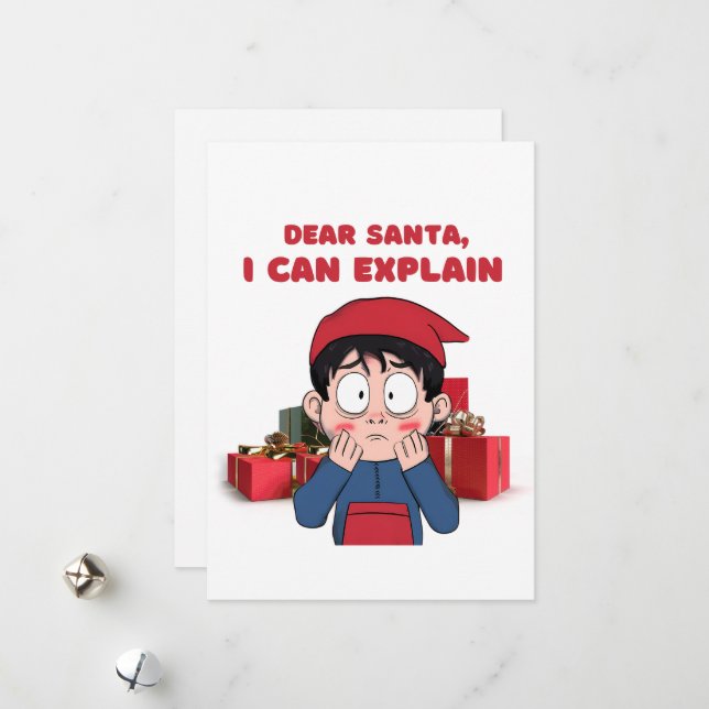 Kära Tomte, jag kan förklara jultid julklappsdesig Julkort (Fram/Back In Situ)