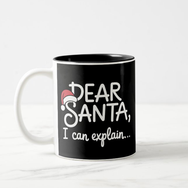 Kära tomte jag kan förklara rolig julfest Två-Tonad mugg (Vänster)