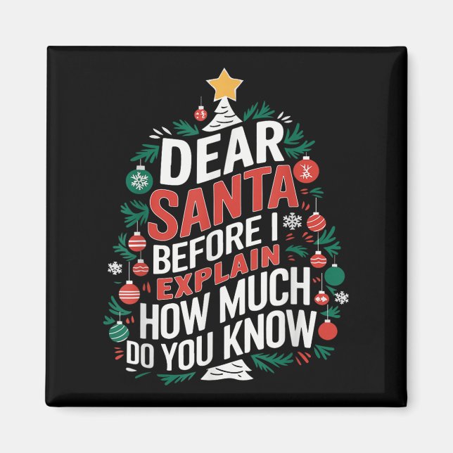 Kära tomte jag kan förklara Roliga julpyjamas Träd Magnet (Framsidan)