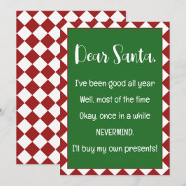 Kära tomte jag köper egna presenter Rolig jul Kort