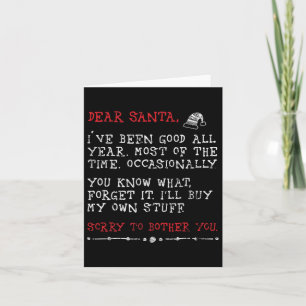 Kära tomte jag köper mina egna prylar brev till to kort