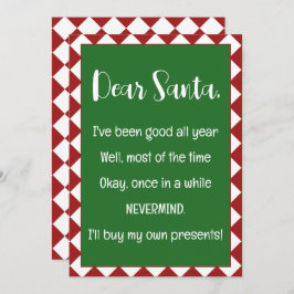 Kära tomte jag köper mina egna prylar Rolig jul Kort