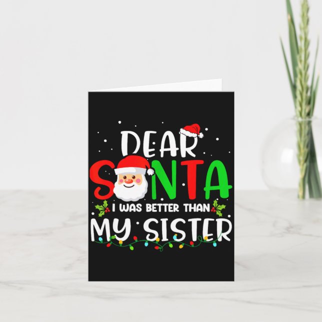 Kära tomte jag var bättre än min syster  kort (Framsida)