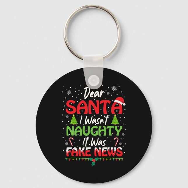 Kära tomte jag var inte busig det var fejknyheter  nyckelring (Framsida)