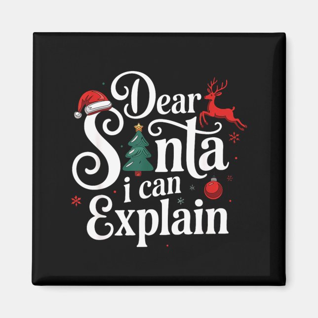 Kära Tomte Kan Förklara Rolig Jul Barn Vuxna Magnet (Framsidan)