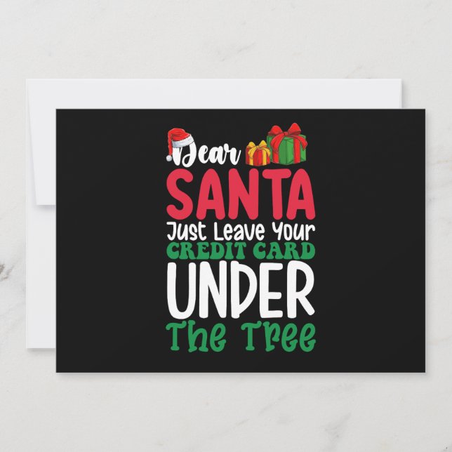 Kära tomte lämna bara ditt kreditkort jul inbjudningar (Framsida)