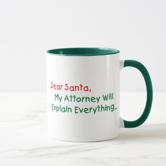 Kära Tomte Min Advokat Kommer Förklara - Rolig Jul Mugg (Höger)