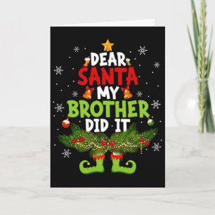 Kära Tomte Min Bror Gjorde Det Älg Matchande Jul Kort