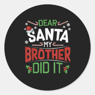 Kära tomte min bror gjorde det roliga jul runt klistermärke
