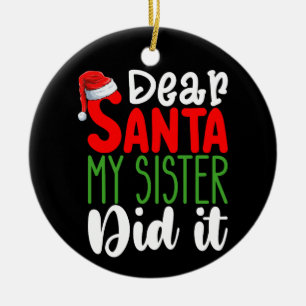 Kära tomte Min syster gjorde det Familj julfirande Julgransprydnad Keramik