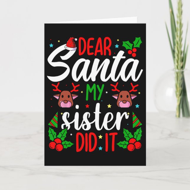 Kära Tomte Min syster gjorde det Flickor Barn Pojk Kort (Framsida)