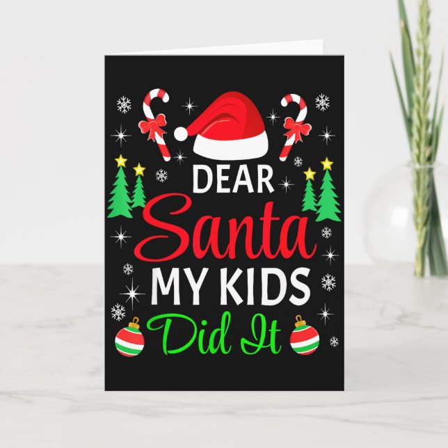 Kära Tomte Mina Barn Gjorde Det Matchande Jul Fami Kort (Framsida)