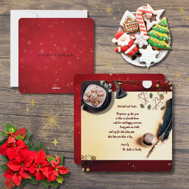 Kära Tomte Önskar Vänner och Husdjur 5,5 x 5,5 Röd Julkort