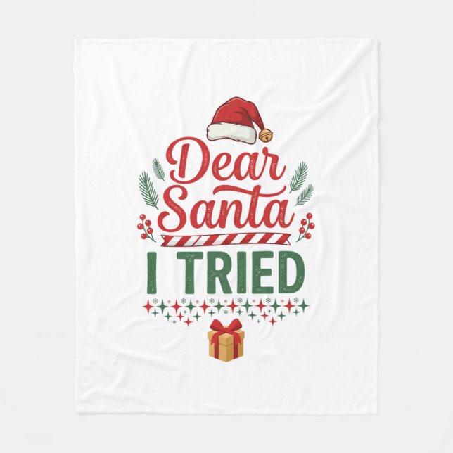 Kära Tomte Prövat Jul Hatt Presentlåda Fleecefilt (Framsidan)