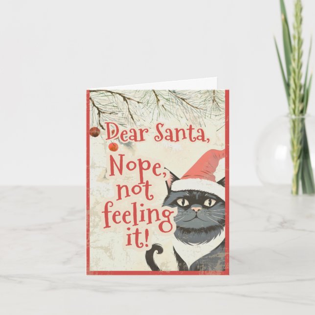 Kära Tomte Rolig Svart Katt Anti Jul Helgkort (Framsida)