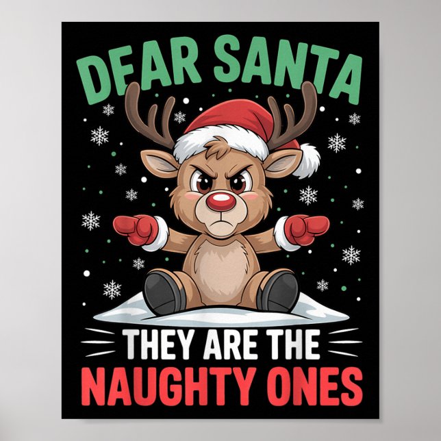 Kära Tomte Roliga Stygga Ettor Ren Jul H Poster (Framsidan)