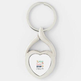Kära tomte sluta döma mig jul svamp järnek twisted heart silverfärgad nyckelring