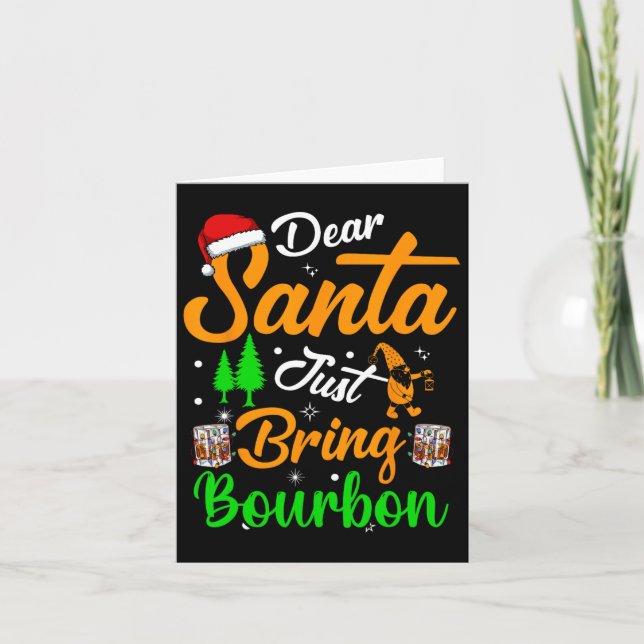 Kära Tomte Ta Med Bourbon Jul Pyjamas Mig Kort (Framsida)