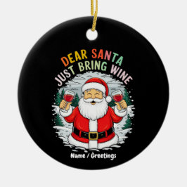 Kära Tomte, Ta Med Vin Roligt Julpresent Julgransprydnad Keramik