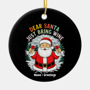 Kära Tomte, Ta Med Vin Roligt Julpresent Julgransprydnad Keramik