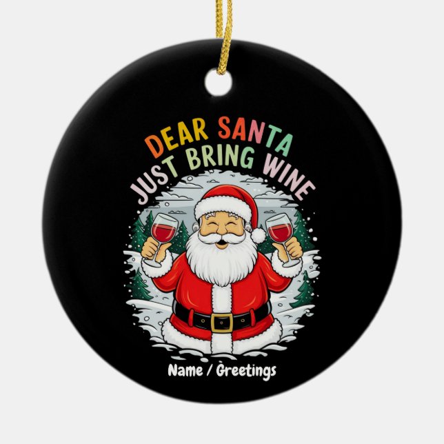 Kära Tomte, Ta Med Vin Roligt Julpresent Julgransprydnad Keramik (Framsidan)