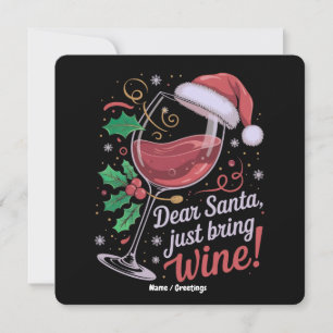 Kära Tomte Vänligen Ta Med Vin Roligt Julpresent Inbjudningar