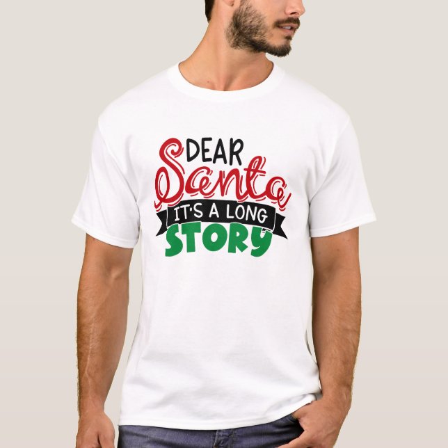Kära tomten, det är en lång story-fin jul t shirt (Framsida)