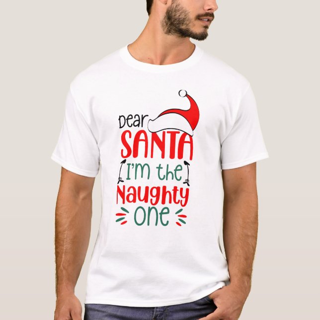 Kära tomten, jag är den stygga, julklappar t shirt (Framsida)