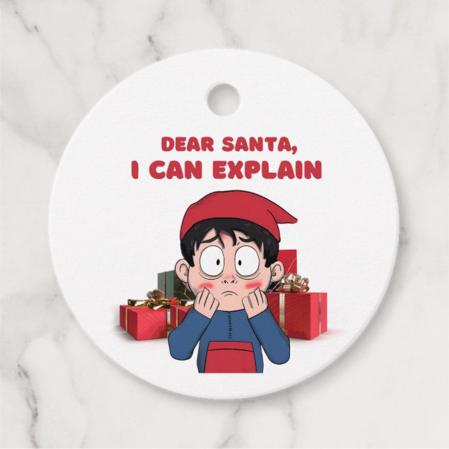 Kära Tomten, jag kan förklara julklappen Gåvor Etiketter (Framsida)