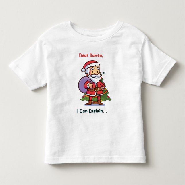 Kära Tomten, jag kan förklara - Lustig jul T Shirt (Framsida)