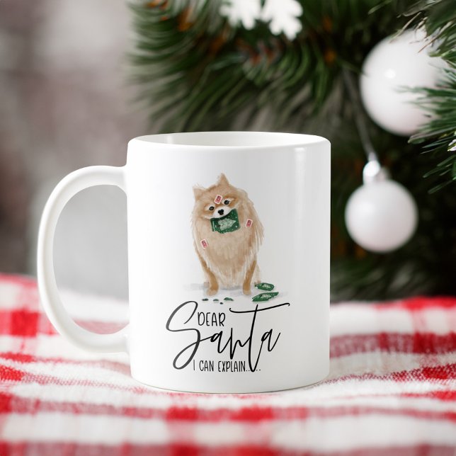 Kära tomten, jag kan förklara. Naughty Hund Waterc Kaffemugg (Dear Santa I Can Explain.. Naughty Dog Watercolor Coffee Mug)