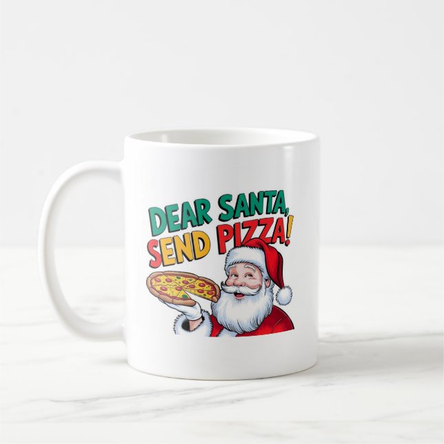 Kära tomten skickade pizza denna jul kaffemugg (Vänster)
