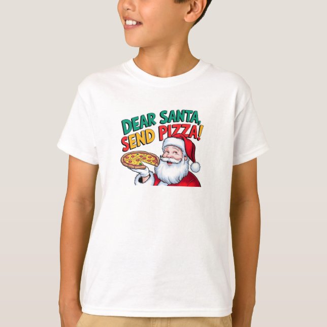 Kära tomten skickade pizza denna jul t shirt (Framsida)