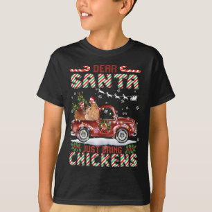 Kära tomten, ta med chickens Santa Farm Red Truc T Shirt