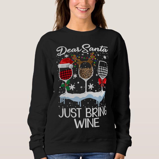 Kära tomten, ta med Vin juldrickande T Shirt (Framsida)