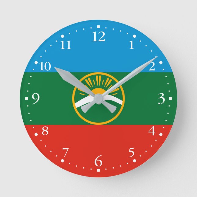 Karachay Cherkessia Flagga Rund Klocka (Framsida)