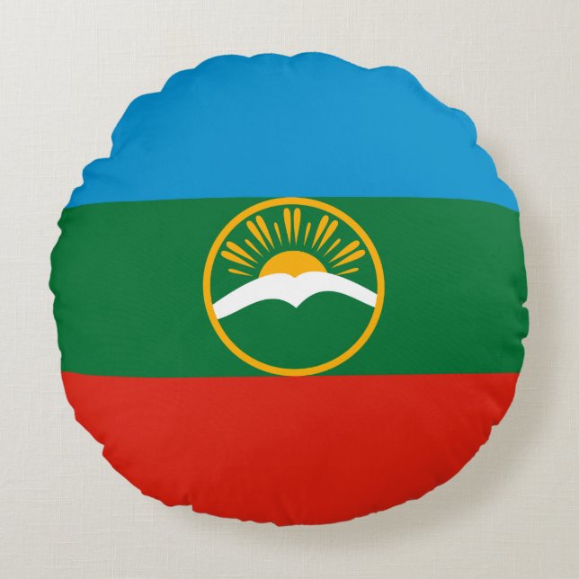 Karachay Cherkessia Flagga Rund Kudde (Framsidan)