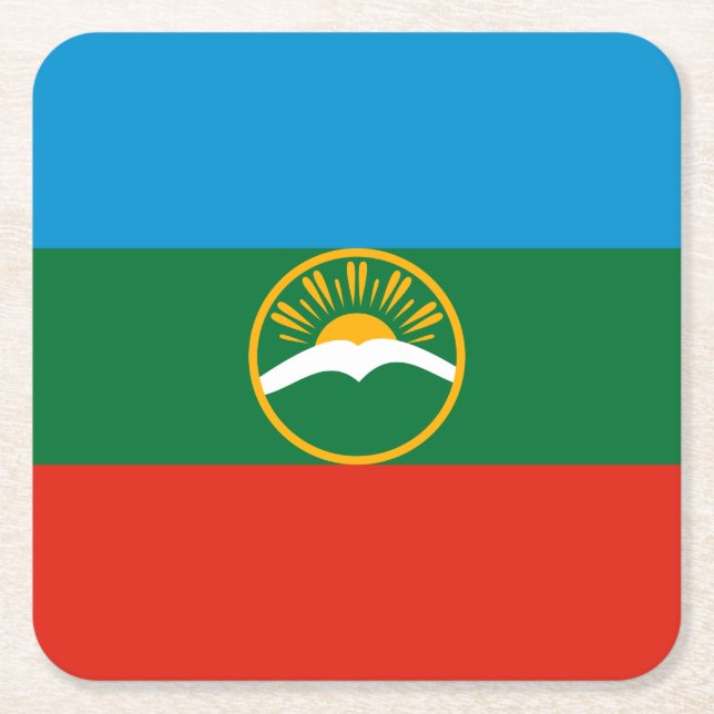 Karachay Cherkessia Flagga Underlägg Papper Kvadrat (Framsidan)