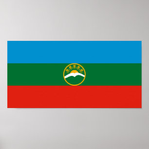 Karachay-Tsjerkessiens flagga Poster