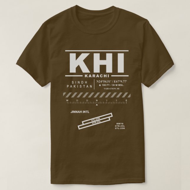 Karachi Jinnah Int'l Airport KHI Tee Shirt: (Design framsida)
