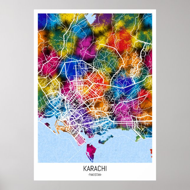 Karachi Pakistan City Karta Poster (Framsidan)
